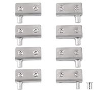 UFURMATE Kit de remplacement de charnières pivotantes pour porte en verre sans cadre, 8 pièces, charnières de porte en verre réglables en argent, convient pour porte en verre à battant libre de 5-8 mm
