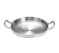 UGCER Poêle à Paella espagnole - Casserole antiadhésive en Acier Inoxydable avec poignées rivetées pour Restaurant de Cuisine à Domicile,Argent,30cm