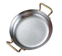 UGCER Poêle à Paella espagnole, poêle à Double Oreilles en Acier Inoxydable, ustensiles de Cuisine antiadhésifs pour la Maison ou Le Restaurant,Argent,20cm