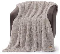 UGG 10484 Adalee Couverture réversible en fausse fourrure douce, duveteuse, confortable, de style hôtelier, luxueuse, douce pour décoration d'intérieur de style bohème pour lit et salon, 177,8 x 127,8