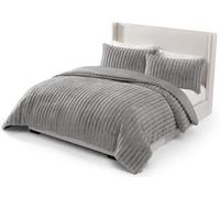 UGG 13082 Kenzie Parure de lit en Fausse Fourrure Confortable pour très Grand lit californien avec Couverture et Deux taies d'oreiller, très Grand lit, Phoque