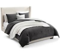 UGG Remina Parure de lit 5 pièces avec Couverture, Oreiller décoratif, taies d'oreiller et Couette réversible, hypoallergénique, Lavable, Chaude et Moelleuse, lit Double/Grand lit, Gris Anthracite