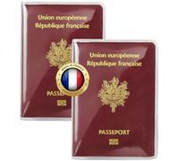 Ugozen Lot de 2 Étuis Passeport Transparent FABRIQUÉ en France- Protège Passport en PVC Souple Cristal Format Universel