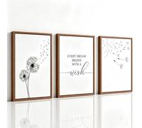 UGZDEA Lot de 3 posters au motif de plantes - Moderne Noir et blanc Pissenlit Peinture sur toile Décoration pour salon, chambre à coucher - Sans cadre(A,3x30x40cm)