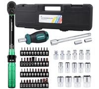 Uharbour Ensemble de 60 Pièces Clés Dynamométriques 1/4 3-25 Nm, Petit Ensemble de Clés Dynamométriques pour Vélo, Précision ±3%, Bidirectionnel Réglable 72 Dents avec Manche de Tournevis et Douilles