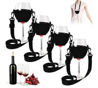 UHETLET 4 PCS Porte-Verre à Vin Portable Porte Gobelet Festival Cou Porte Gobelet Cou Biere Noël, Fêtes du Vin, Mariages, Anniversaires, Fêtes, Pique