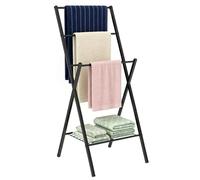 UHETLET Porte-Serviettes sur Pied en Métal Stable Et Peu Encombrant Échelle À avec 4 Barres Noir Étagère À Échelle À Vêtements Montage Facile sans Perçage pour Couvertures