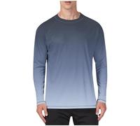 UHouse Tee Shirt Manche Longue Homme Col Rond vêtements Leger Haut Anti UV Habit Randonnée Vetement Anti Transpirant T-Shirts Basique Tshirt Grande Taille Teeshirt Gris 5XL