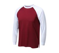 UHouse Tee Shirt Manche Longue Homme Teeshirts Col Rond Vêtements Solide Haut Fin Cut Vetement Sport T-Shirts Casaul Tshirt Automne Teeshirt Grande Taille Rouge 5XL
