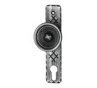 UHRIG Poignée de porte, poussoir à bouton pivotant en fer forgé avec plaque courte, paire de boutons de porte vintage, bouton rotatif pour porte de jardin
