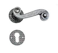 UHRIG Poignées de porte en fer forgé, jeu de poignées en noir antique, paire de poignées de porte avec poignée et rosaces de serrure pour par exemple la porte d’entrée et bien plus encore.