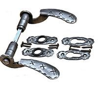 UHRIG Poignées de porte rétro en fer forgé avec rosaces, paire de poignées anciennes pour par exemple la porte de la chambre, la porte d’entrée, le portail du jardin et bien plus encore.