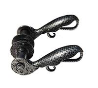 UHRIG Poignées de porte rétro, jeu de poignées en fer forgé noir antique, paire de poignées de porte avec rosaces de poignée pour par exemple la porte de la chambre et bien plus encore.
