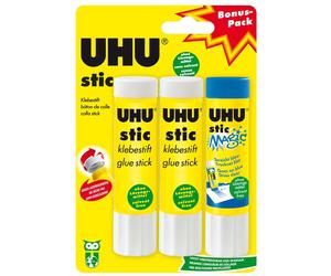 Uhu 45290 - glue sticks 3 Set, 2 Stic mit 1 Stic Magic, 21 g 2x 21 g Stic + Magi