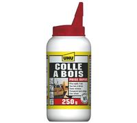 UHU Colle à bois express - Plus forte que le bois, résistante à l'humidité, D2, sans solvants, embout de précision, transparente, b