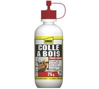 UHU Colle à Bois Express- D2 -Colle Vinylique Extra Forte et Séchage Rapide | Pour le Montage, Assemblage, Placage, Contrecollage Bois/Dérivés - Transparente après Séchage - Intérieur - 75 g