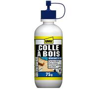 UHU Colle à Bois Waterproof - D3 - Colle Vinylique Extra Forte | Pour le Montage, Assemblage, Placage, Contrecollage Bois/Dérivés - Transparente après Séchage - Intérieur/Extérieur - 75 g