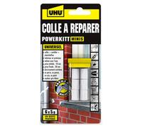 UHU Colle à réparer Powerkitt mini - Pâte époxy 2 composants pour coller, combler, étanchéifier, réparer, intérieur et extérieur, Gris, 6 x 5g