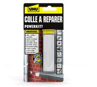 UHU Colle à réparer Powerkitt universel - Pâte époxy 2 composants pour coller, combler, étanchéifier, réparer, intérieur et extérieur, Gris, 60g
