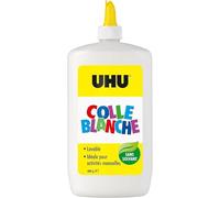 UHU Colle Blanche - Colle Multi Matériaux Adaptée Enfant Et Loisir Créatif | Formule Sans Solvants - Lavable À L'Eau - Spatule Intégrée - Sèche Transparente - Bouteille 480 g