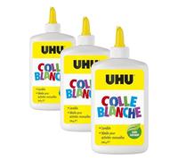 UHU Colle Blanche - Colle Multi Matériaux Loisir Créatif - Sans Solvants - Formule Adaptée Pour Les Enfants - Lavable À L'Eau - Spatule Intégrée - Bouteille 250 g