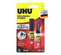 UHU Colle instantanée en plastique ultra rapide et rapide pour le collage de tous les plastiques courants, 2 g + 3 ml