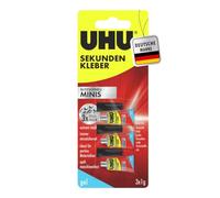 UHU Colle instantanée MINIS Gel - Colle gel super rapide et extrêmement forte dans des mini tubes pratiques - 3 x 1 g