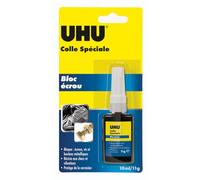 UHU Colle Spéciale - Bloc Écrou | Colle Forte Pour Empêcher Le Desserrage Des Écrous - Spécial Métal - Frein Filet Universel - Haute Résistance - Tube 11 g