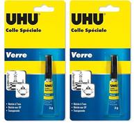 UHU Colle spéciale verre - colle forte, rapide, étanche, réactive aux UV, transparente, tube 3g (Lot de 2)