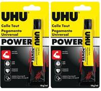 UHU Colle Tout Power Flex + Clean - Colle Liquide Extra Forte Et Rapide, Universelle, Transparente, Tube, 18 G (Lot de 2)