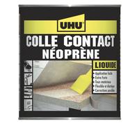 UHU Contact Néoprène liquide - Colle super forte universelle et liquide, adhère immédiatement, transparente, pot 215g