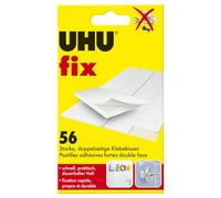 UHU Fix - Ruban Adhésif Double Face Mousse - Effet 3D - Forte Adhérence - Remplace Vis, Punaise, Clou - Blanc - 56 Pastilles