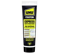 UHU Fixation Express - Colle De Fixation Et De Montage | Ultra Forte Et Rapide - Tous Matériaux : Bois, Pierre, Métal, Verre, Plastique - Formule Acrylique - Blanche - Tube de 175 g