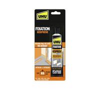 UHU Fixation Néoprène - Colle Extra Forte Et Rapide Intérieur/Extérieur | Fixation Ultra Solide Tous Matériaux : Bois, Plâtre, Béton, Métal, Pierre, Plinthe - Maintien Immédiat - Beige - Tube 125 g
