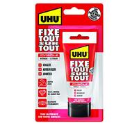 UHU Fixe tout sur tout invisible- Colle de fixation transparente pour coller, assembler et jointer, technologie SMP polymer, sans solvants, transparente, tube 75g