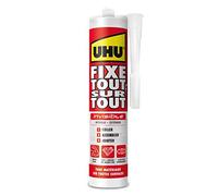 UHU Fixe tout sur tout invisible- Colle de fixation transparente pour coller, assembler et jointer, technologie SMP polymer, sans solvants, transparente, cartouche 300 g