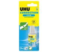UHU Flacon Correcteur - Liquide Blanc Ultra Couvrant, Séchage Rapide | Application Précise, Propre, Fuide - Flacon Pratique Pourvu D'un Pinceau -Tous Type Papiers - Séchage Rapide - Blanc - 20 ml