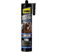 UHU Grizzly Power - Colle De Fixation Et Montage Extrème Ultra Forte | Tous Matériaux ET Surfaces Intérieures/Extérieures - Prise Initiale Très Élevée - Sans Solvants - Blanche - Cartouche 435 g