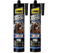 UHU Grizzly Power extrème - Colle de fixation et montage ultra rapide, ultra forte, prise initiale très élevée, sans solvants, blanche, cartouche 435g (Lot de 2)
