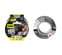 UHU Grizzly tape - Ruban adhésif toilé waterproof pour réparer, consolider, colmater, connecter & 3M Ruban toilé tout usage DT8, Argent, 48 mm x 23 m, 0.2 mm, emballé individuellement