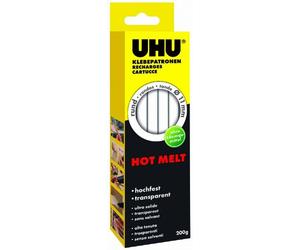 UHU Heißklebepatronen Hot Melt, Transparente Klebepatronen, 11 mm Durchmesser, transparent, 200g