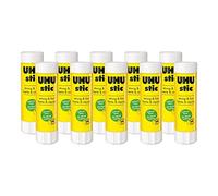 UHU Lot de 10 bâton de colle, sans solvants, 8,2 g, avec capuchon