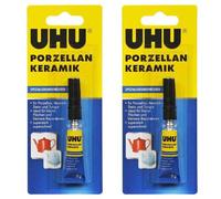 Uhu Lot De 2 Colles Instantanée Spéciale Porcelaine Ceramique, Tube 3g
