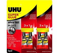 UHU Lot de 2 paquets de colle instantanée liquide 3 x 1 g