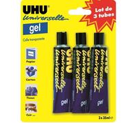 UHU Colle universelle gel – anti-goutte, séchage rapide, transparente – 3 x 35 ml
