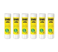UHU Lot de 6 bâtons de colle, sans solvants, 8,2 g, avec capuchon