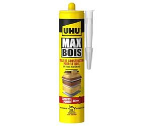 UHU Max Bois - Colle à Bois - D4 Intérieur/Extérieur - Extra Forte | Colle Bois de Construction Pour le Montage, L'assemblage, Placage de Bois - Séchage Rapide - Sans Solvant - Beige - 100 g