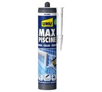 UHU Max Piscine - Colle De Montage Et Mastic Étanchéité - Spécial Piscine - Résistant À L Eau (Chlorée/De Mer) - Sans Solvant - Blanc - Cartouche 425 g