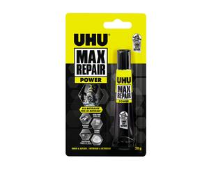 UHU Max Repair power - Colle extra puissante et flexible, transparente, idéale pour les chaussures, le caoutchouc, le cuir, tube 20g