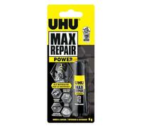 UHU Max repair power - Colle Universelle Extra-Forte et Flexible | Tous Supports: Chaussures, Caoutchouc, Cuir - Résiste à l'Humidité et -40°C à +120°C - Sans solvant - Transparent - 8 g